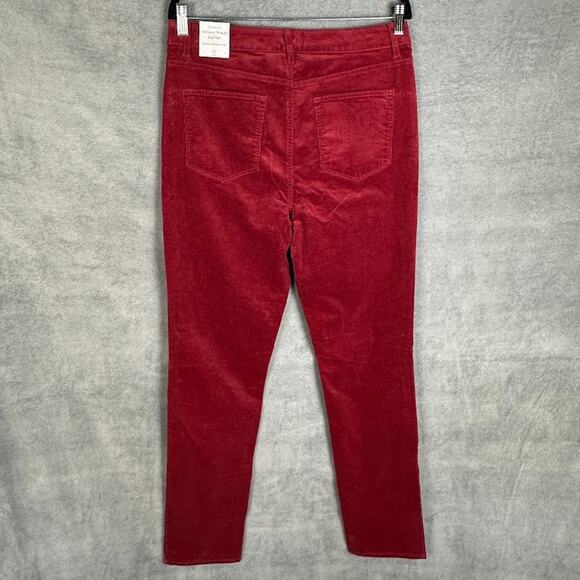 Talbots Pants Womens 10L Red Corduroy Straight High Waist Preppy Career Holiday - Picture 6 of 14